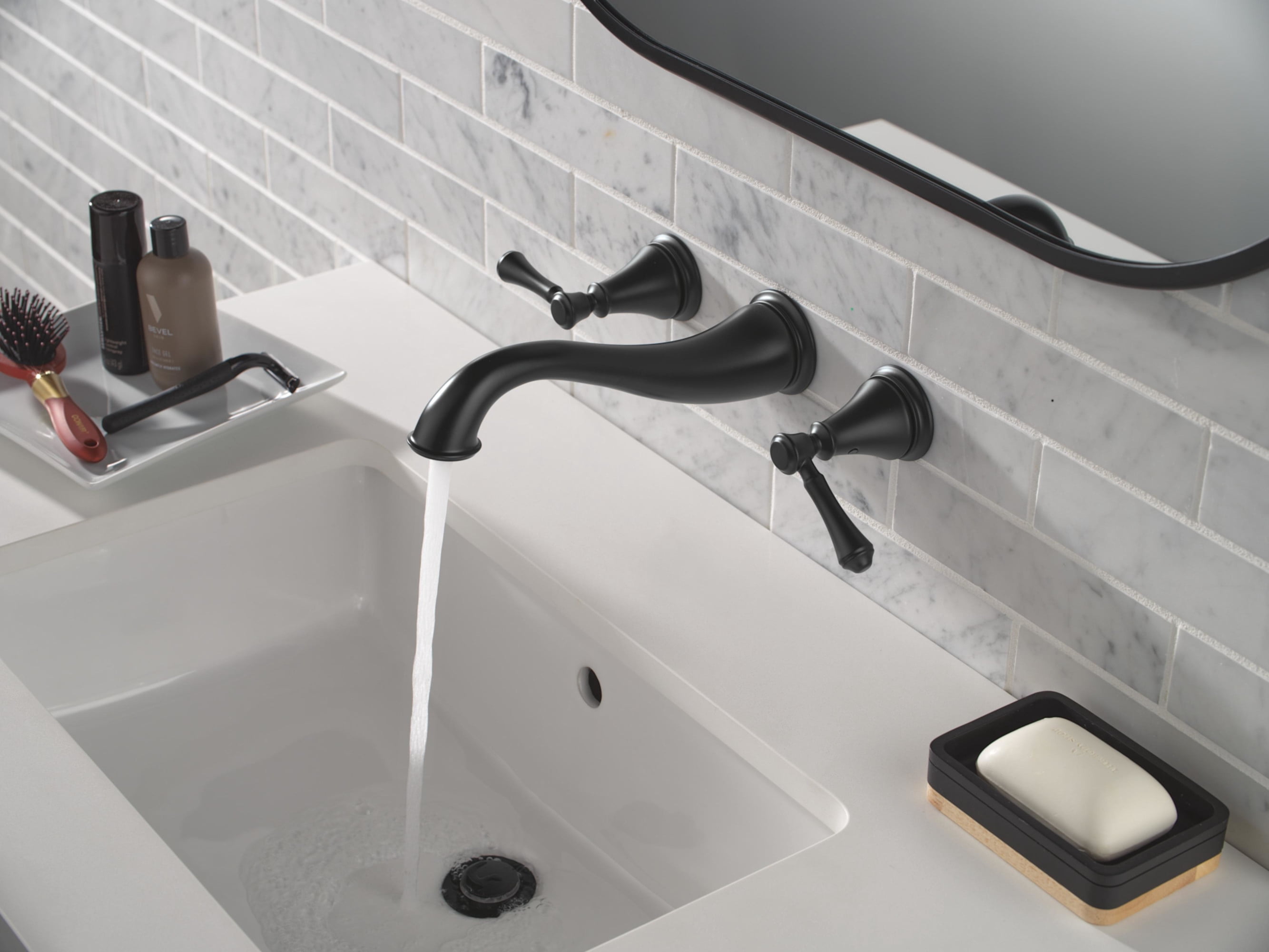 Delta Cassidy Two Handle Wall-Mount Bathroom Faucet Trim in Champagne Bronze (Valve Not Included) T3597LF-CZWL