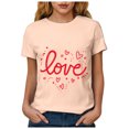thumbnail image 5 of Yindaity Women Tshirt Valentine's Shirt for Women Casual Girl Friend Gift T Shirt Cute Love Heart Graphic Tees Short Sleeve Tshirt Top(Light Yellow,2XL), 5 of 8