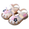 thumbnail image 5 of KPOPLK Infant Baby Girls Sandals Summer Beach Outdoor Bowknot Soft Rubber Sole Toddler Princess Dress Flats Walking Shoes Size 6,White, 5 of 5
