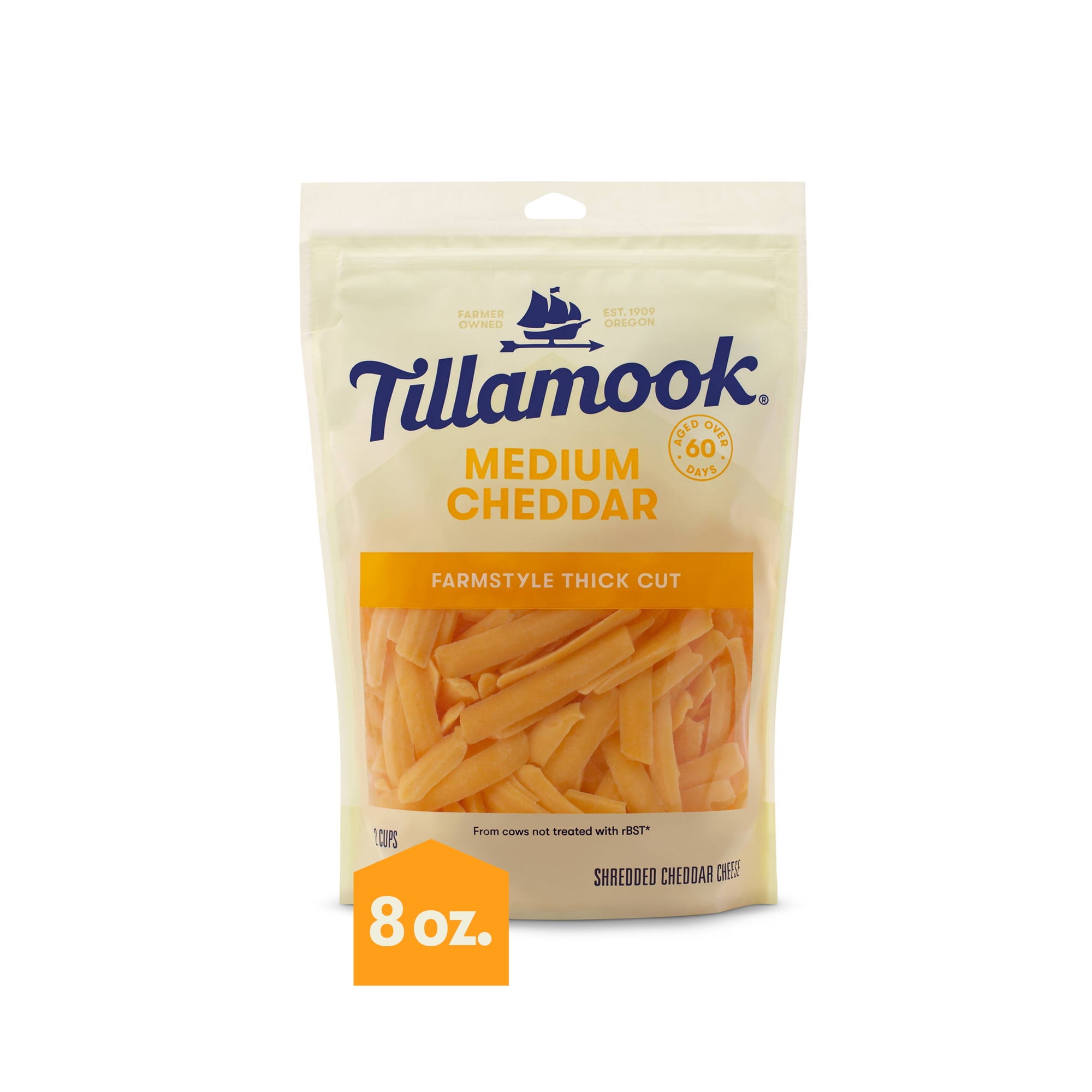 Tillamook Farmstyle Medium Cheddar Shredded Cheese, 8 oz