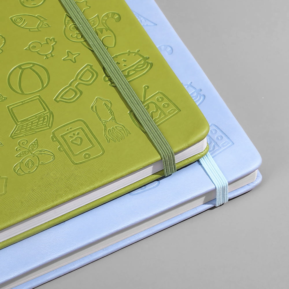 STONEGO Cartoon Doodle Cover Journal - A5 Size Notebook with Strap, Available in 6 Color Options - Perfect for Recording Life, Creativity, and Daily Thoughts,Fun and Functional Diary for All Ages