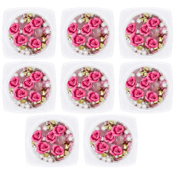 Nail Art 3D Rose Rhinestone Set, Gemas mixtas Flor metálica Adorno Perla Nail Art Decoraciones para Mujeres Niñas DIY Nail Art Design Craft Decoración Adepaton CPB-DE-LYY401-8
