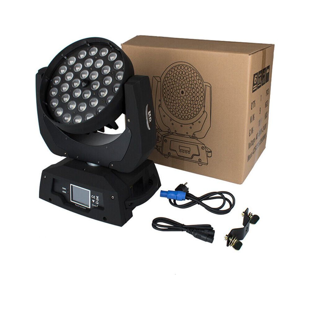 Led DJ Lighting 36-Count 18W LED Wash Moving Head Stage Light 6in1 RGBWA UV With Zoom
