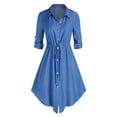 thumbnail image 1 of Vestido Camisero de Túnica con Cintura con Cordón en Talla Extra Rosegal  Vestidos camiseros de talla grande, 1 of 5