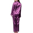 thumbnail image 6 of Silk Satin Pajamas Set Women Two Piece Nightwear Long Sleeve Sleepwear Soft Loungewear Pjs Set Purple XXL, 6 of 9