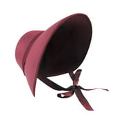 TreasureGurus Burgundy Wide Brim Bonnet Amish Style Hat Costume Accessory