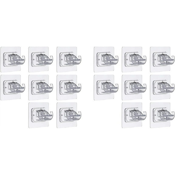 2X Curtain Rod Bracket No Drilling, Adhesive Curtain Rod Holder Hooks, No Drill Curtain Rod Brackets Hanger Clamp