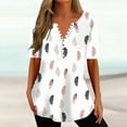 thumbnail image 2 of Penkiiy Blouse d'Été Décontractée à Col en V pour Femmes, Manches Courtes, Boutons, Blanc, 2 of 5