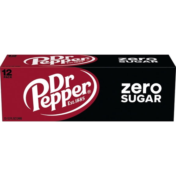 Dr Pepper Zero Sugar Soda 12 oz Cans - 12 pk