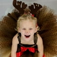 thumbnail image 5 of Toddler Girls Christmas Historical Deer Dress with Hairband Outfits for Kids Holiday Party Brown 6-12 Months, 5 of 7