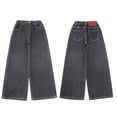 thumbnail image 7 of SGMVNU Girls' Casual Denim Pants Loose Fit Elastic Waist Fashion Wide Leg Jeans for Little and Girls Daily Wear, Size 9-10 Years, Black, 7 of 7