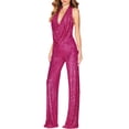 thumbnail image 6 of Ankishi Backless Jumpsuit for Women Deep V Neck Sequin Jumpsuits Halter Cowl Neck Backless Romper for Night Club Dating, 6 of 6
