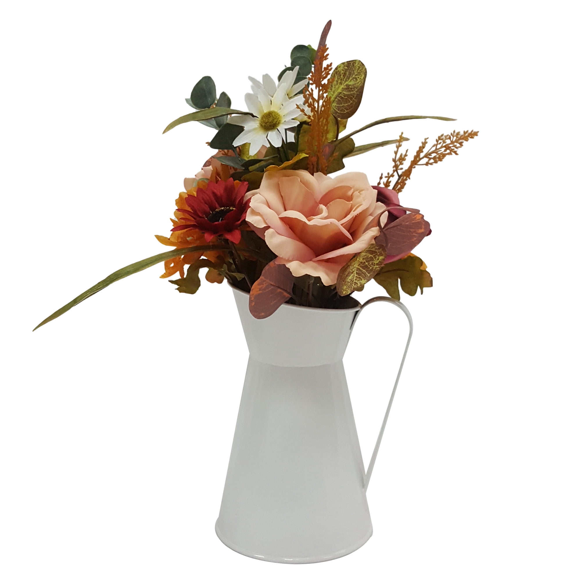 Metal Flower Pitcher Vase for Indoor Outdoor Flowers and Artificial Flowers 