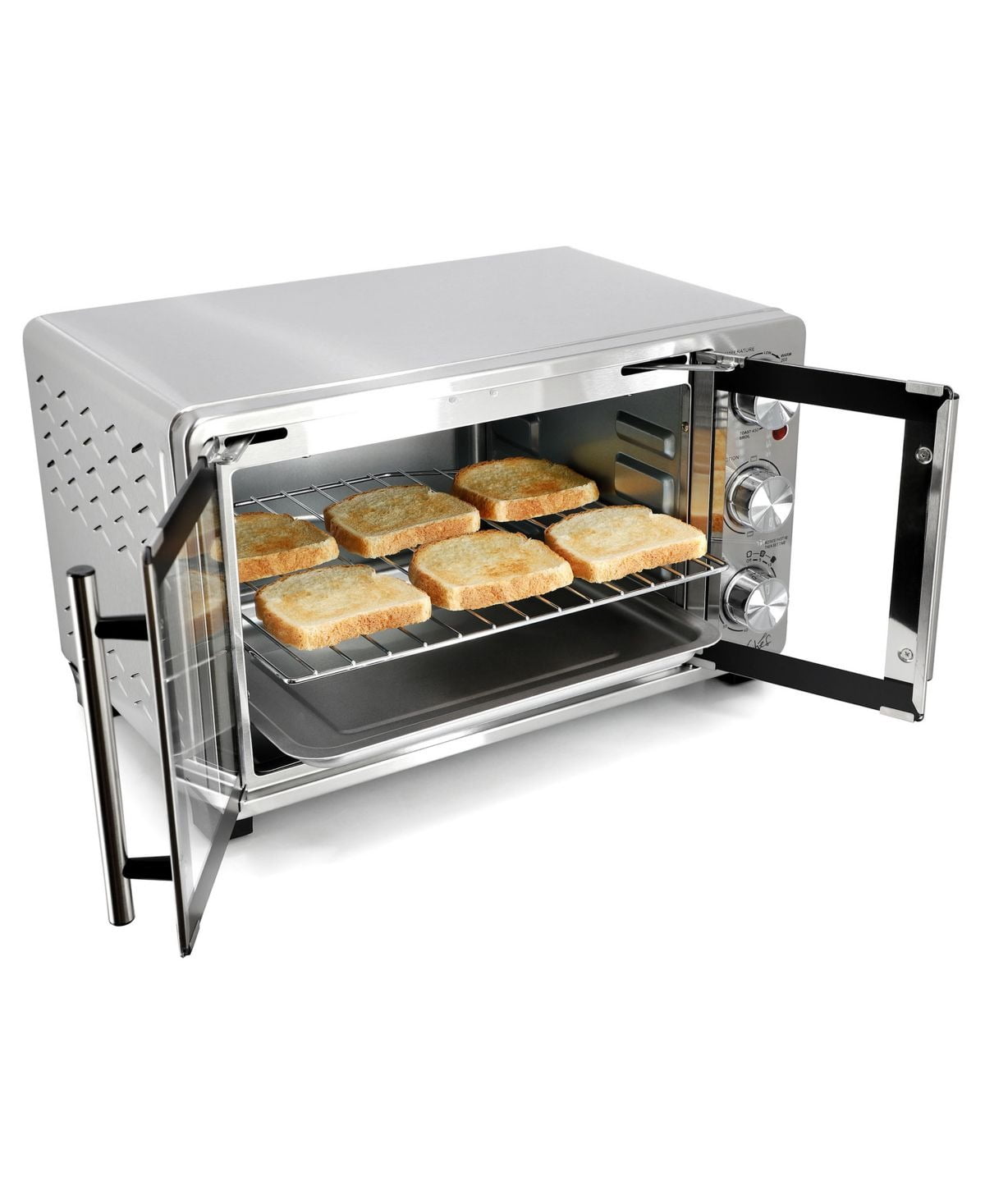 25 Quart French Door Multi-Function Electric Toaster Oven with Rotisserie Set, Stainless Steel Countertop Oven with 10 Cooking Functions