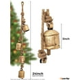 thumbnail image 3 of Shabby Chic Vintage Country Rustic Style Bells Cluster Hanging Handmade Metal Harmony Christmas Hanging Cow Bells on Jute Rope (1, Cylinder), 3 of 5