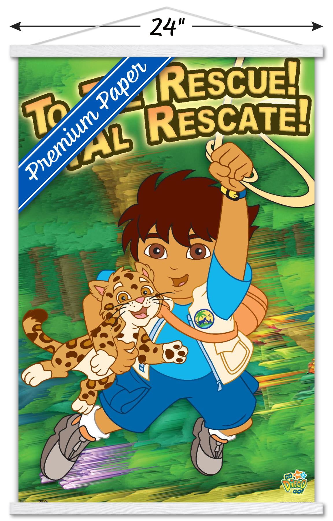 Nickelodeon Go Diego Go - To The Rescue Wall Poster with Wooden Magnetic Frame, 22.375" x 34"