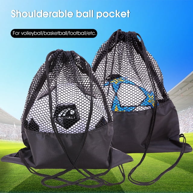 Basketball Bag Mesh Surface Large Capacity Wear-resistant Adjustable Strap Strong Load-bearing Storage A Ball Foldable Drawstring Storage Bag Mesh Pack for Sport