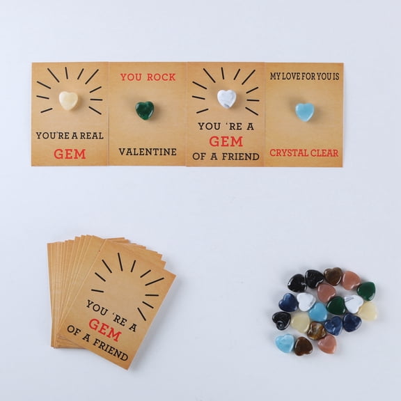 CHOII Valentines Day Gifts for Kids 24 Pack Valentines Cards with Heart-Shape Crystals Valentine Gift Exchange for Boys Girls Toddlers Class Classroom School Party,A
