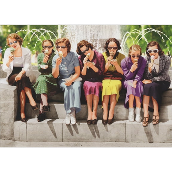Avanti Press Women on Fountain Steps Eating Ice Cream Cones Funny Birthday Card