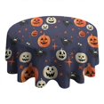 thumbnail image 4 of Pumpkin Ghost Halloween Pattern Round Tablecloth 60"x60",Wrinkle Wipeable Table Cloth for Kitchen Dining Room Picnic Patio Party, 4 of 6