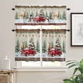 thumbnail image 2 of Christmas Kitchen Curtains and Valances Set, Elk Truck Snowflakes Ball Xmas Tree Plaid Winter Rod Pocket Window Valance Window Curtain Panels for Living Room Bedroom Laundry, 27.5x36in, 3 Pieces, 2 of 7