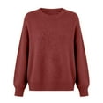 thumbnail image 4 of Fiaer Women's Sweater Oversized Crew Neck Knitted Pullover Long Sleeve Trendy Casual Comfort Warm Tops for Winter Red S, 4 of 4