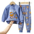 thumbnail image 4 of Caqnni Toddler Baby Boy Fall Winter Clothes Long Sleeve T-Shirt with Elastic Waist Pants Set Outfit Fall Winter Set for 0 6 12 18 24 M 1t 2t 3t 4t 5t 6t,12-18 Months,Sky Blue, 4 of 4