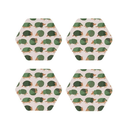 

Tideii Cute Armadillo for Leather Coasters 4 Pieces Anti-fouling and Anti-scalding Decorative Coasters Suitable for Restaurants Kitchens Coffee Shops-Hexagon