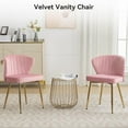 thumbnail image 6 of DEXS Velvet Vanity Chair Modern Makeup Chair with Golden Legs and Back Support, Small Accent Chair for Dressing Table Living Room Bedroom.Pink, 6 of 14