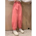 thumbnail image 3 of Eltusu Girls Sports Sweatpants, Solid Color Casual Elastic Waist Loose Jogger Pants Pink Size 10-12 T, 3 of 6