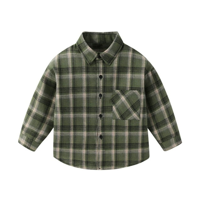Tranfacy Chemises à Carreaux à Boutons pour Enfants à Manches Longues Col Rabattu Manteau d'Automne et Couche de Base
