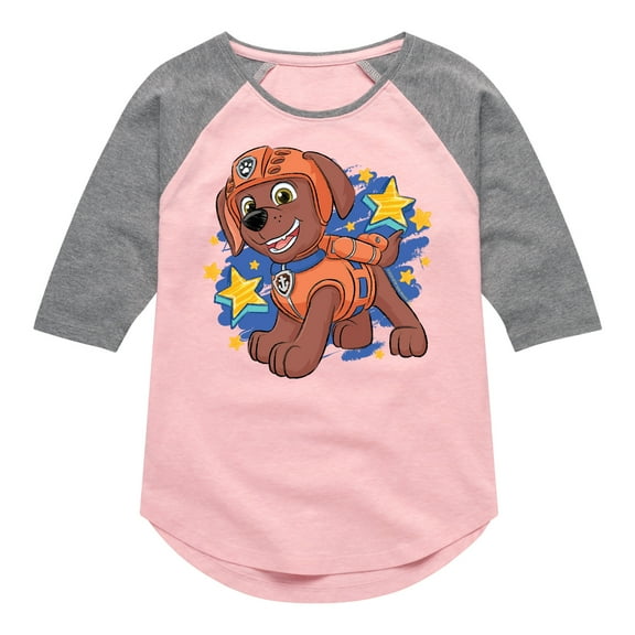 Paw Patrol - Zuma Sketch - Toddler & Youth Girls Raglan Graphic T-Shirt