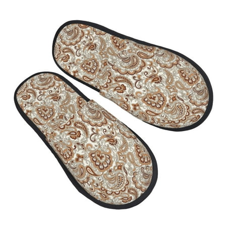 

Ocsxa Mens Womens Cozy Memory Foam Scuff Slippers Slip On Warm House Shoes Indoor/Outdoor Indian Paisley1 Designs-Large