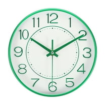 8 Inch Wall Clock Battery Operated Silent Non Ticking Round Modern Clock, Green