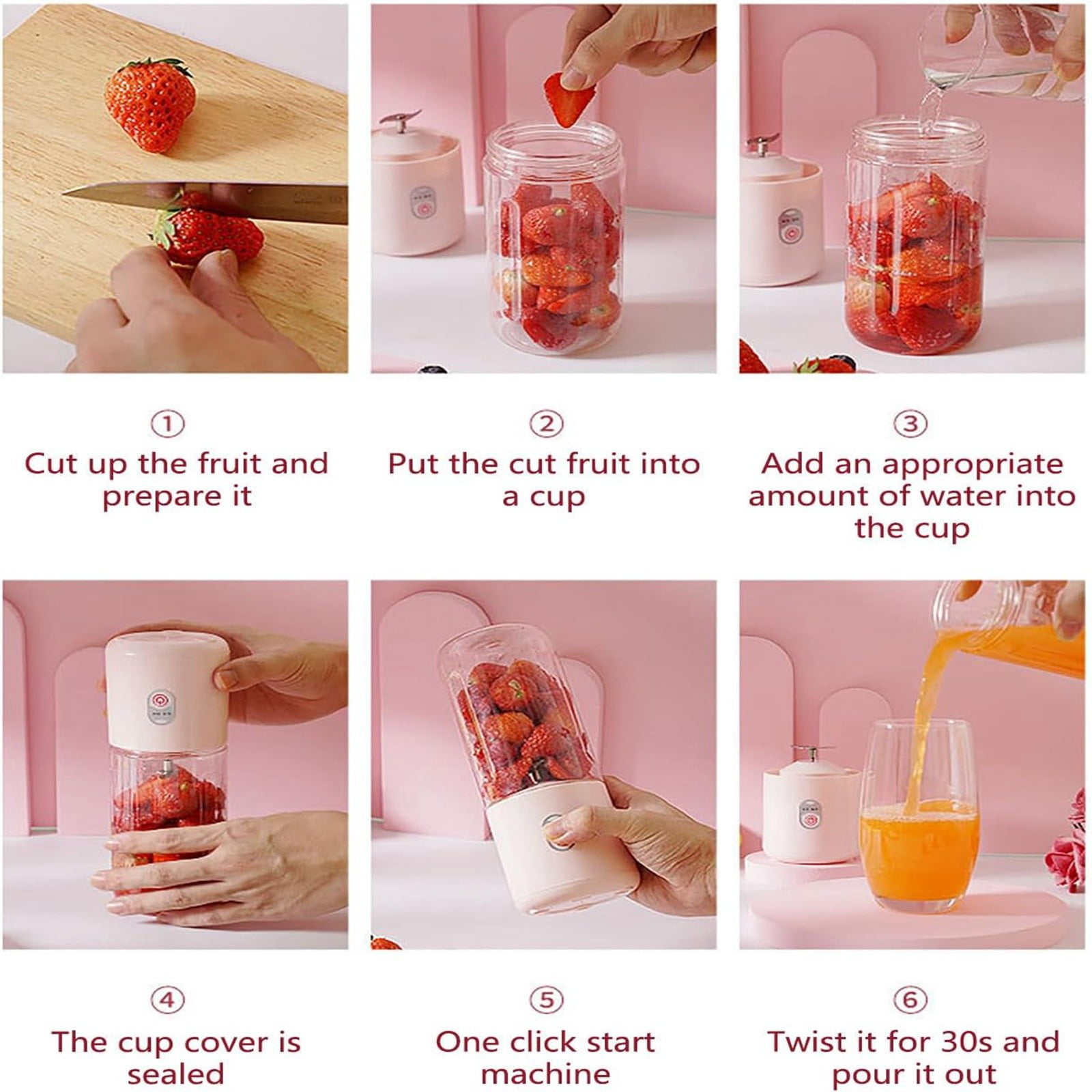 Portable Rechargeable Juicer Cup 2024 Small Personal for Shakes with 6 Travel Cup Design Ideal for Gym Travel and School