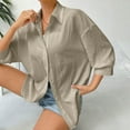 thumbnail image 5 of IROINNID Women Solid Color Hooded Pocket Hoodie Top Long Sleeve Casual Button Up Shirt for Outdoor Beach Party Daily Wear Winter Spring(Khaki,L), 5 of 9