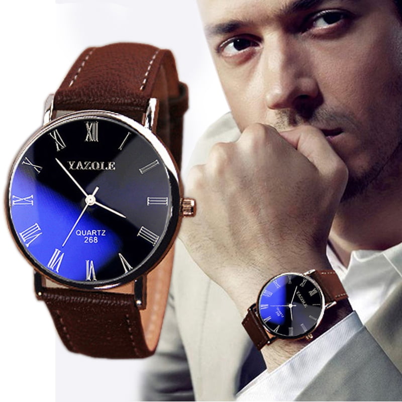 Fashion Luxury Faux Leather Mens Quartz Analog Watch Watches Fashion Luxury Faux Leather Mens Quartz Analog Watch Watches