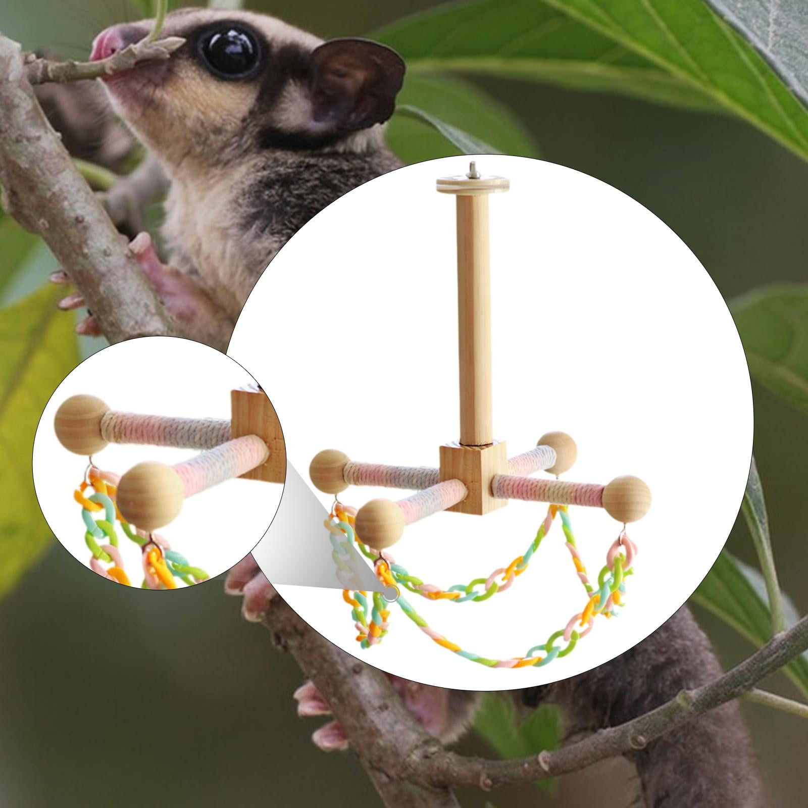 Bvdfgk Enrichment Cockatiel Toy Bird Stand Perch Toy Fun with Swing Rotating Parrot Toy