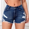 thumbnail image 2 of Bwdbhd Denim Shorts Women Casual Summer Mid Waist Stretchy Denim Jean Shorts Junior Short Jeans Light Blue,S, 2 of 5