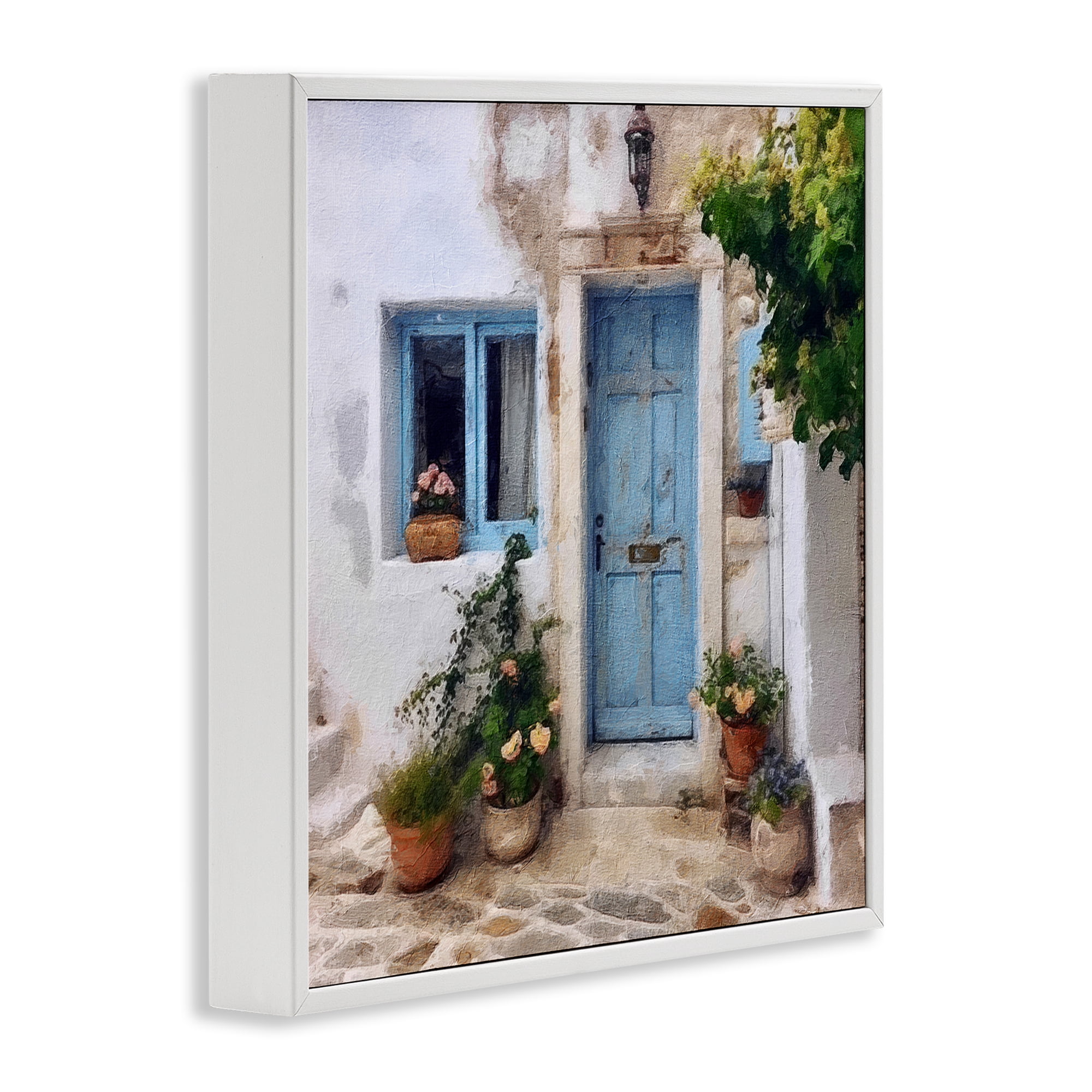 Stupell Industries Greek Door Architecture Town & City Painting White Framed Art Print Wall Art, 12 x 12