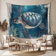 thumbnail image 2 of Nautical Sea Turtle Tapestry for Bedroom Wall Hanging Tapestry, Coastal Vintage Ocean Shells Ceiling Backdrop Tapestries Poster Blanket Wall Decor for Teens Room Living Room Dorm 59" x 90", 2 of 8
