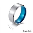 thumbnail image 4 of Blue/Silver 4MM/6MM/8MM Brushed Band Men's Women's Titanium Steel Ring Size 6-11, 4 of 9
