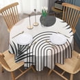 thumbnail image 3 of Brown Boho Geometric and Plant Pattern Round Tablecloth 60"x60",Wrinkle Wipeable Table Cloth for Kitchen Dining Room Picnic Patio Party, 3 of 6