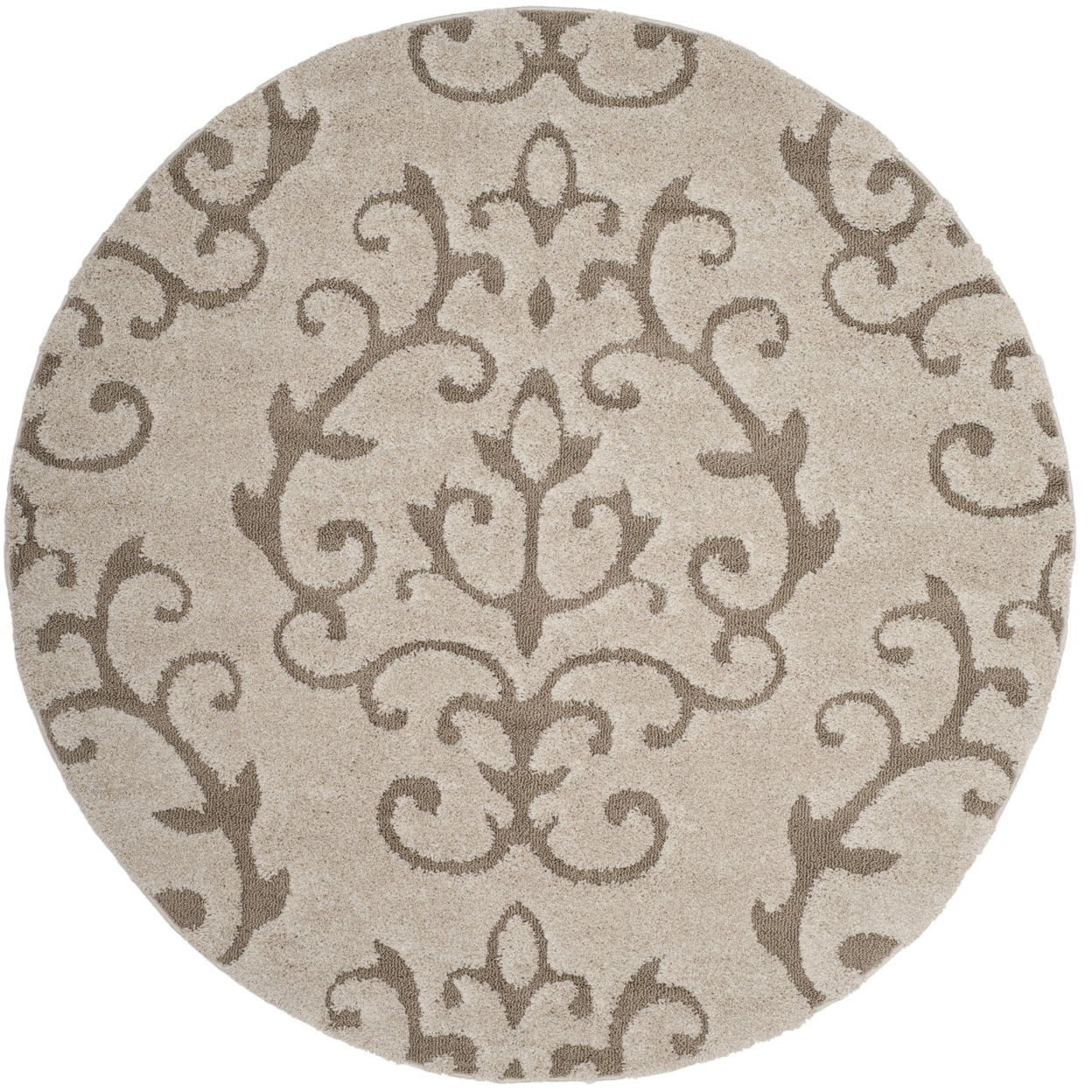 SAFAVIEH Florida Kalina Damask Shag Area Rug, Cream/Beige, 9'6" x 13'