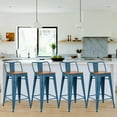 thumbnail image 6 of Fantizee 24 inch Metal Bar Stools Set of 4 Industrial Counter Height Bar Chairs with Backrest Indoor Outdoor Kitchen Distressed Navy, 6 of 6