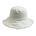 thumbnail image 5 of Couple Bucket Hat Ripped Edge Flat Top Double-sided Wear Solid Color Lightweight Anti-UV Sun Protection Fisherman Cap for Hiking Outings Traveling, 5 of 8
