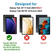 Keyboard Case For Galaxy Tab S9 FE/Galaxy Tab S9 - 7 Color Touchpad Keyboard with S Pen Holder, Magnetic Detachable Tablet Case for Tab S9 FE 10.9/S9 11, Black