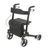 HealthSmart Gateway Aluminum Rollator, Black, 31"-36"H, 300 lb Capacity