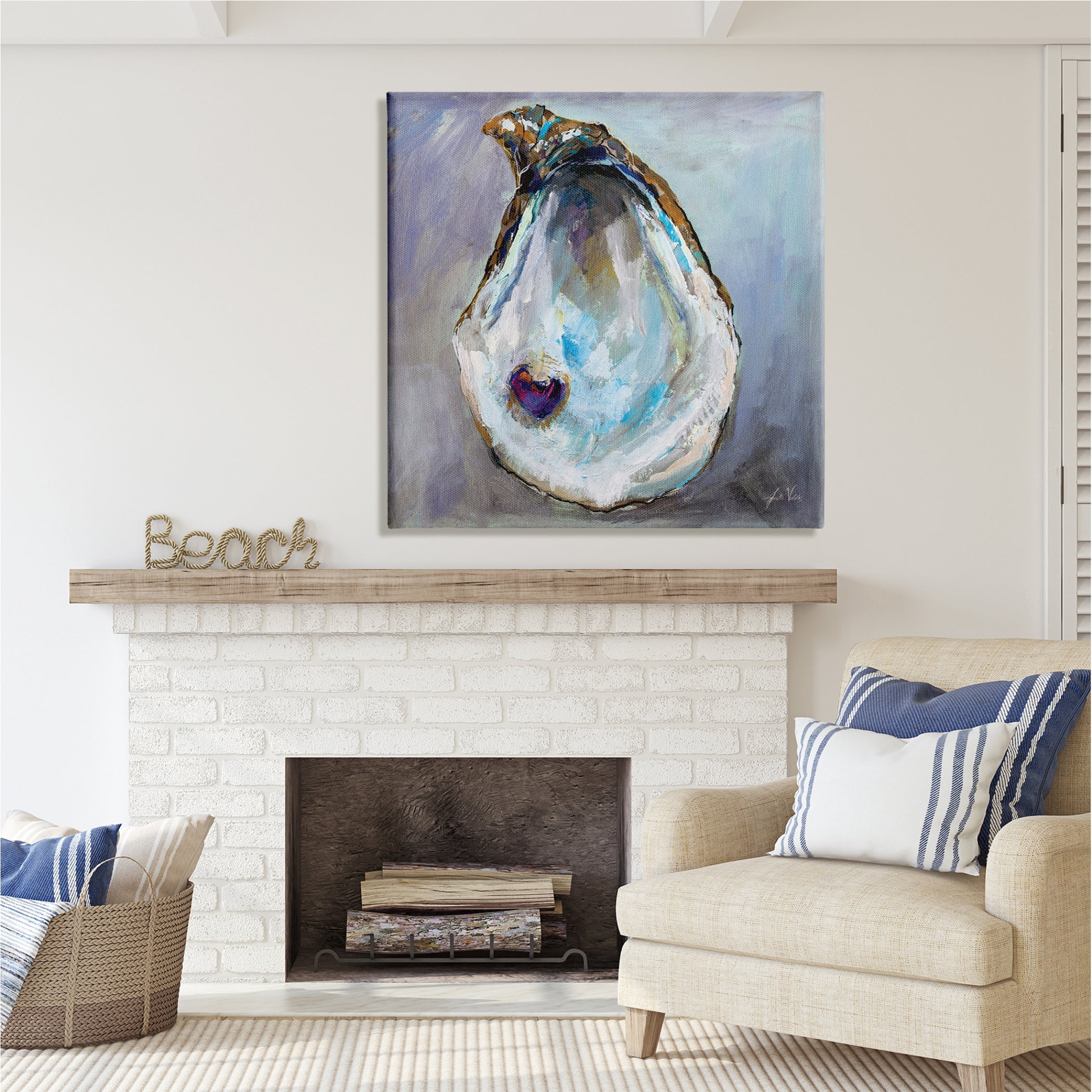 Stupell Industries Oyster Shell with Pearl Animals & Insects Painting Gallery Wrapped Canvas Print Wall Art, 36 x 36