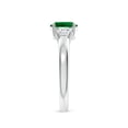 thumbnail image 3 of ANGARA Oval Lab Grown Emerald and Trapezoid Diamond Three Stone Engagement Ring in 14K White Gold for Women (Size-7x5mm) | May Birthstone, Anniversary, Jewelry Gift for Women | Lab Grown Emerald Ring, 3 of 9